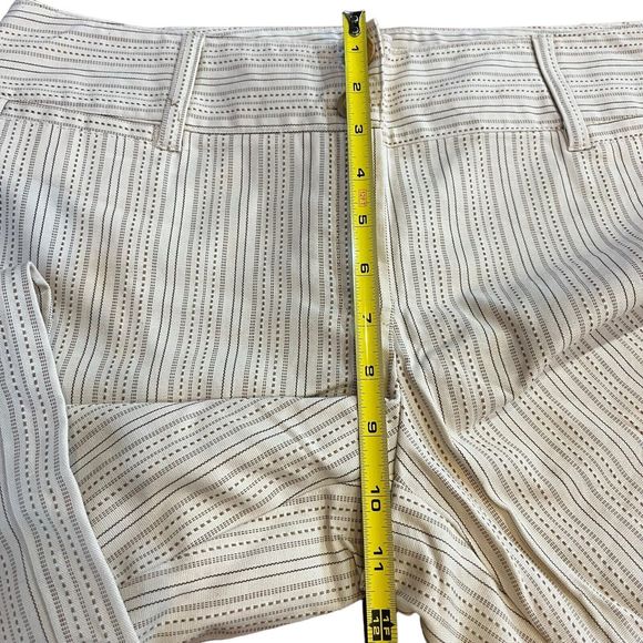 CATO Women 12 Ivory Brown Striped Capri Pants Button Casual Office Business - Picture 5 of 11